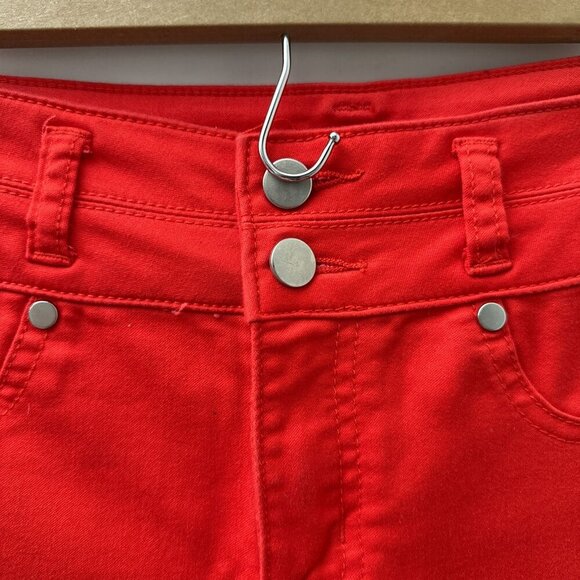 Love Fire Skinny Red Denim Jeans Double Button Stretch Womens Junior 5 - Picture 4 of 13